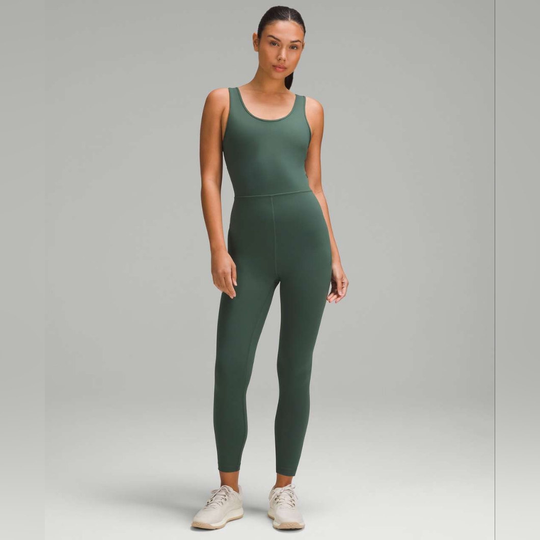 Lululemon Wunder Train Bodysuit 25" Sz 2 Dark Forest